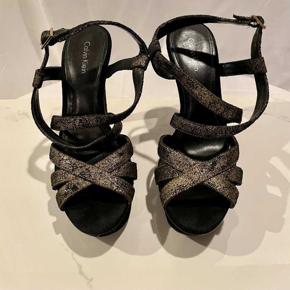 Calvin Klein Platform Strappy Heels. Size 7.